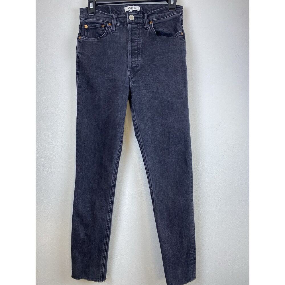 Womens ReDone Sz 28 Faded Black 5 Pocket Raw Hem Denim Jeans